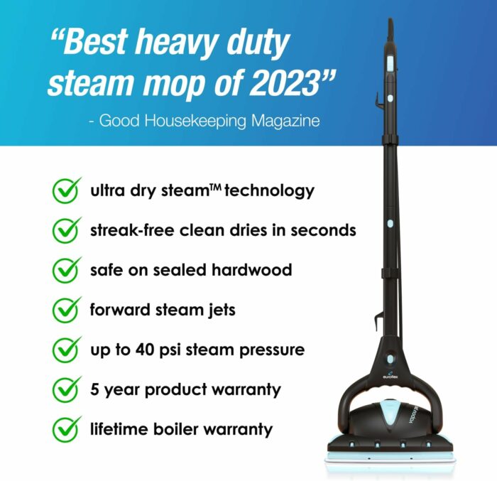 Euroflex Vapour Pro M4S Hybrid Steam Mop All-In-One Steam Cleaner; Ultra Dry Steam Technology for Hardwood Premium Floors; 18 Piece System; Steams at 275°F 40 PSI of Pressure; Kills 99.99% of Germs Bacteria, Removes Bedbugs Dust Mites