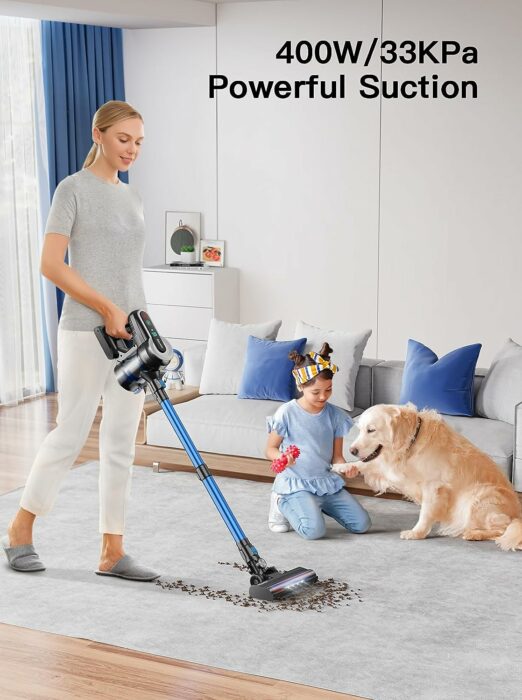 Roanow Cordless Vacuum Cleaner, 400W/33KPA Cordless Vacuum with LED Display, Lightweight Ultra-Quiet Stick Vacuum Cleaner, 55Mins Runtime Vacuum Cleaner for Carpet and Floor, Home, Pet Hair Cleaning