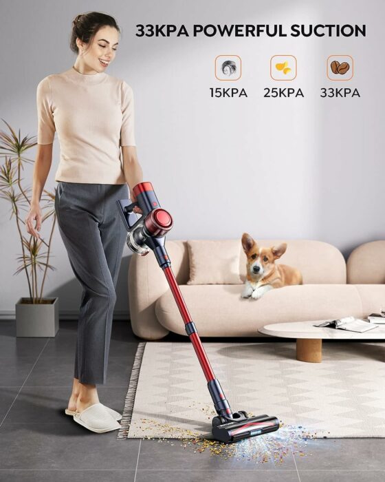 BuTure Cordless Vacuum Cleaner - 450W 33Kpa with Auto Mode Docking Station, Stick Vacuum Cleaner Handheld Wireless Household Vacuum Cleaner for Pet Hair Carpet and Hard Floor