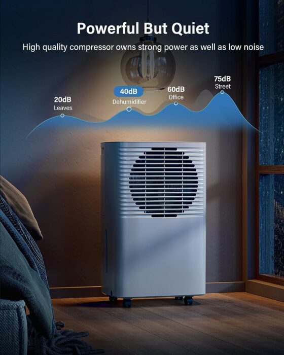 Hansabenne 30-Pints Dehumidifier for Basements - 2000 Sq. Ft. Dehumidifier with Auto or Manual Drainage - Compact Dehumidifier with Intelligent Humidity Control | Auto Defrost | Dry Clothes for Home Basements Bedroom Bathroom