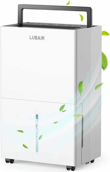 LUBAIR 4500 Sq.ft Dehumidifiers for Basements and Home, 50 Pint Dehumidifier for Large Room Basements with Auto Drain or Manual Drainage,Intelligent Humidity Control, Laundry Dry, Auto Defrost, 24H Timer, Child Lock, Automatic Drain for Office, Living Room.