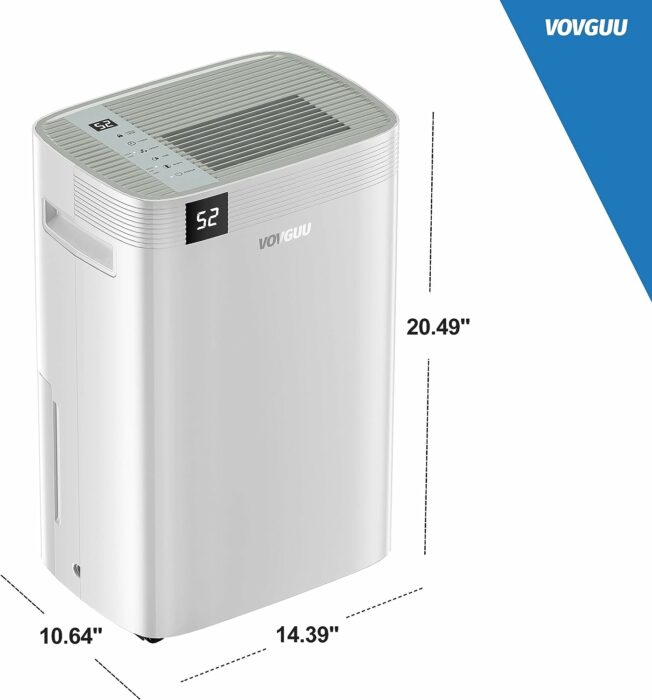 VOVGUU Home Dehumidifier 50pint up to 4500 Sq.Ft For Basements, Large Medium Sized Rooms, and Bathrooms with Intelligent Touch Control, 24 Hr Timer, and 0.66 Gallon Water Tank