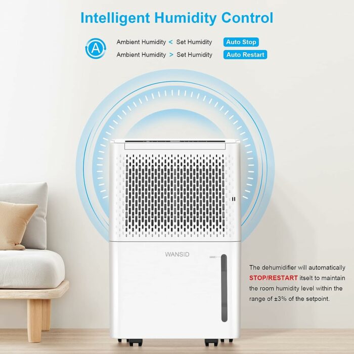 WANSID 2000 Sq.Ft Dehumidifiers with Auto Drain or Manual Drainage,Intelligent Humidity Control, Water Full Auto Shut Off Function for Home,Basements,Bedroom,Bathroom