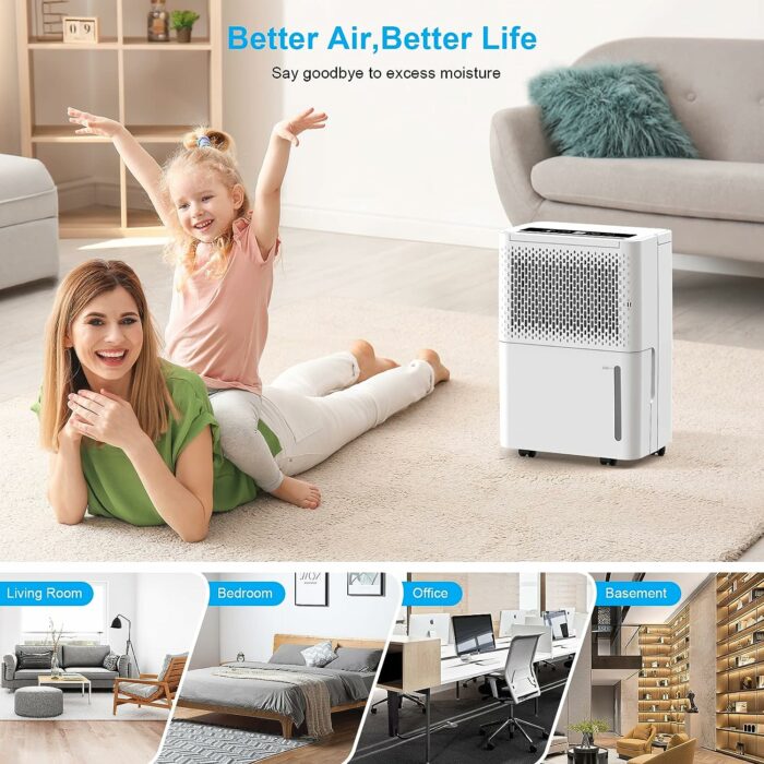 WANSID 2000 Sq.Ft Dehumidifiers with Auto Drain or Manual Drainage,Intelligent Humidity Control, Water Full Auto Shut Off Function for Home,Basements,Bedroom,Bathroom