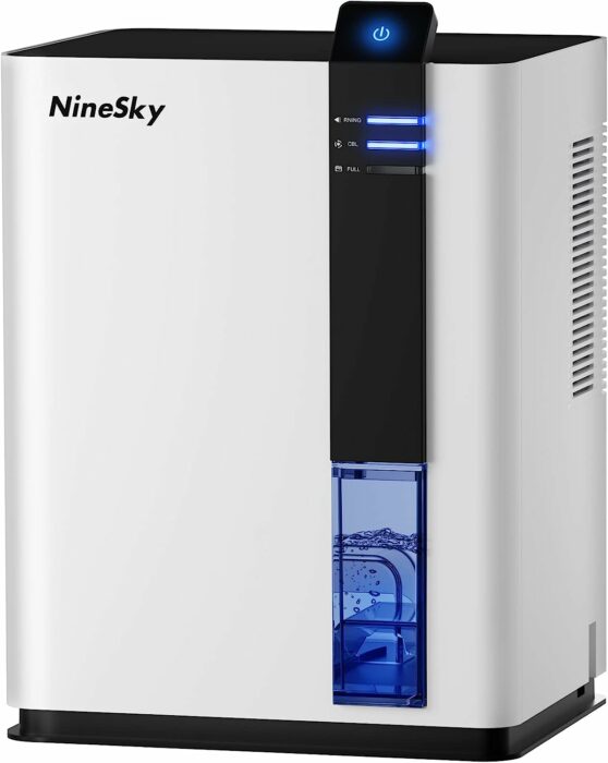 NineSky Dehumidifier for Home, 88 OZ Water Tank, Dehumidifier for Bathroom, Bedroom with Auto Shut Off, 5 Colors LED Light