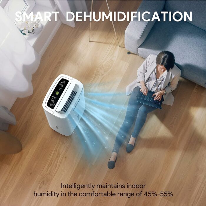 TECCPO 3500 Sq.Ft Dehumidifier, 35 Pint Dehumidifier for Home and Basements, Intelligent Humidity Control, Continuous Draining