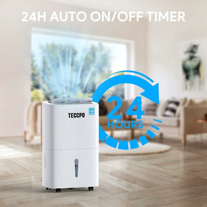 TECCPO 3500 Sq.Ft Dehumidifier, 35 Pint Dehumidifier for Home and Basements, Intelligent Humidity Control, Continuous Draining