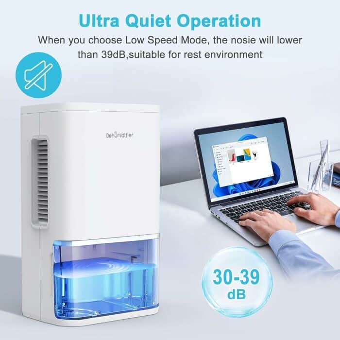 Dehumidifiers for Home Up to 700 Sq.ft, Aiusevo 88oz Ultra Quiet and Portable Dehumidifier with Two Working Mode, 7 Colorful LED Light, Auto-off, Dehumidifiers for Basement, Bedroom, Bathroom, RV