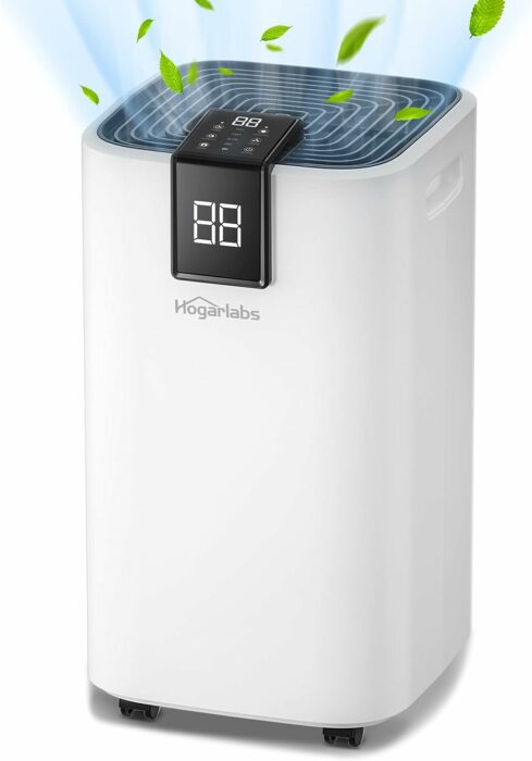 HOGARLABS 2500 Sq. Ft Dehumidifier for Basements,Home,Large Room,35 Pint with Drain Hose and Wheels,Intelligent Humidity Control,Laundry Dry, Auto Defrost,24H Timer,Automatic Drain for Office, Bathroom and Bedroom