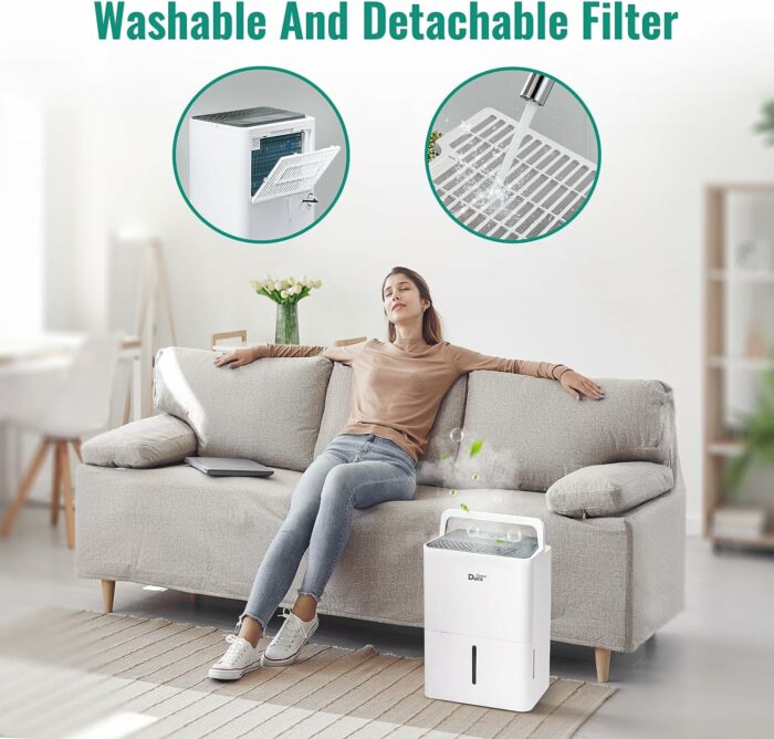 DuraComfort Dehumidifier For Home With hose,1000 Sq Ft Dehumidifiers for Bedroom Bathroom Basement Closet Kitchen RV Humidity Removal Air Dehumidifier,white