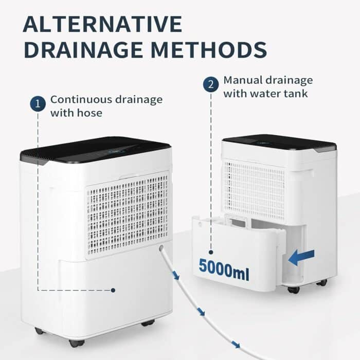 HUMSURE 4500 Sq. Ft Dehumidifiers for Home and Basements 70 Pints Moisture Removal, Whole House Dehumidifier with Auto Shut-off, Portable Dehumidifier with Drain Hose 5L Water Tank for Optional Drainage