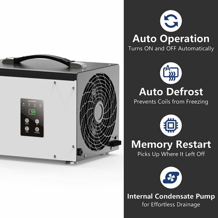 ALORAIR Crawl Space/Basement Dehumidifier 70 Pint Dehumidifier with Drain Hose, Automatic Defrost, Up to 1000 Sq Ft Commercial Dehumidifier, Memory Start, Energy Star Certified, ETL Listed, GLGR Technology, 5 Year Warranty