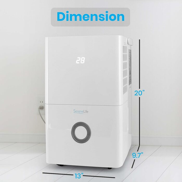 SereneLife 30-Pint Electric Home Compact Dehumidifier - 1500 Square Feet Quiet Electric Dehumidifiers For Home Closet Basement w/ 4L Water Tank Capacity, Removes - SLDEHU30