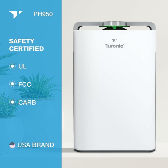 Turonic PH950 - Hepa Air Purifiers for Home w/Humidifier, Large Room Air Cleaner up to 2500 Sq Ft, 8-Stage Purification w/True Hepa 13 Filter, UV-A Light Ionizer, Smart Auto Mode, Wi-Fi control : Home Kitchen