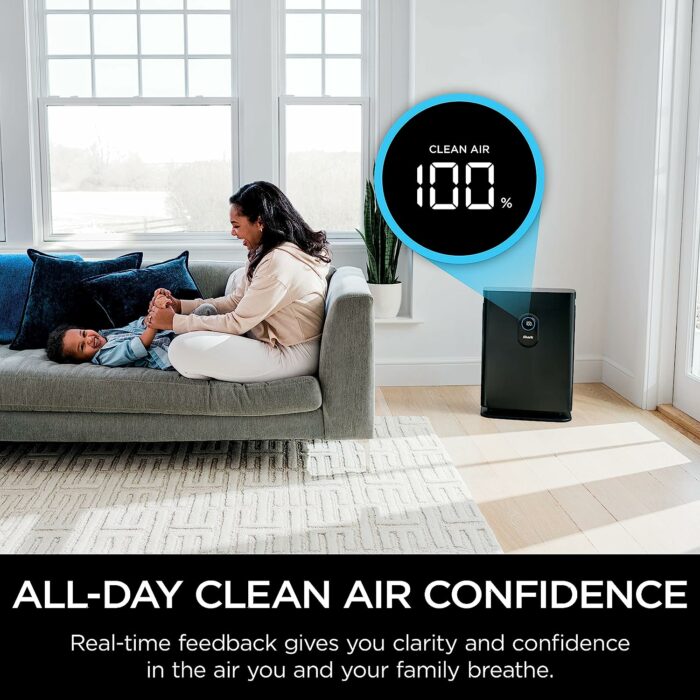 Shark HE402 Air Purifier 4 True HEPA Cleans up to 1000 Sq. Ft., Captures 99.98% of Particles, dust, allergens, Smoke, 0.1-0.2 microns, Advanced Odor Lock, Quiet, 4 Fan, Charcoal Gray