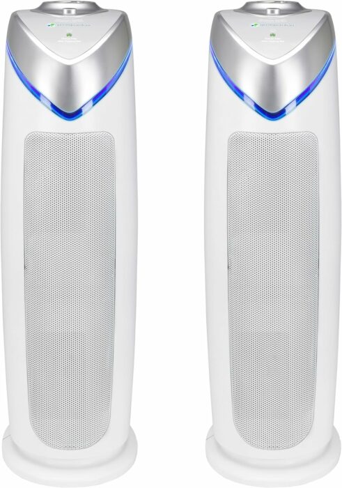 Germ Guardian Air Purifier with HEPA 13 Filter, Removes 99.97% of Pollutants, Covers 743 Sq. Foot Room in 1 Hour, UV-C Light Helps Reduce Germs, 22 Inch, 2-Pack, White, AC4825W2PK : Home Kitchen