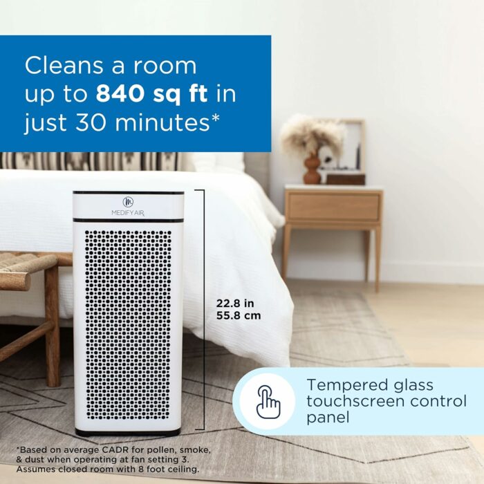 Medify Air MA-40 Air Purifier with H13 True HEPA Filter | 840 sq ft Coverage | for Allergens, Wildfire Smoke, Dust, Odors, Pollen, Pet Dander | Quiet 99.7% Removal to 0.1 Microns | White, 2-Pack : Home Kitchen