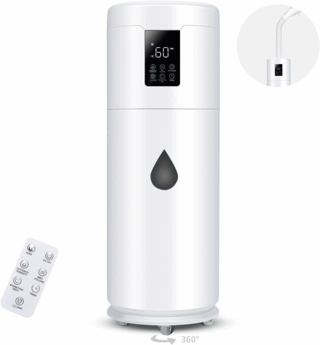 17L/4.5Gal Ultra Large Humidifiers for Bedroom 2000 sq ft, Quiet Humidifiers for Large Room, Tower Humidifier with 4 Mist Mode Extension Tube for Home School Office Commercial Greenhouse Plants