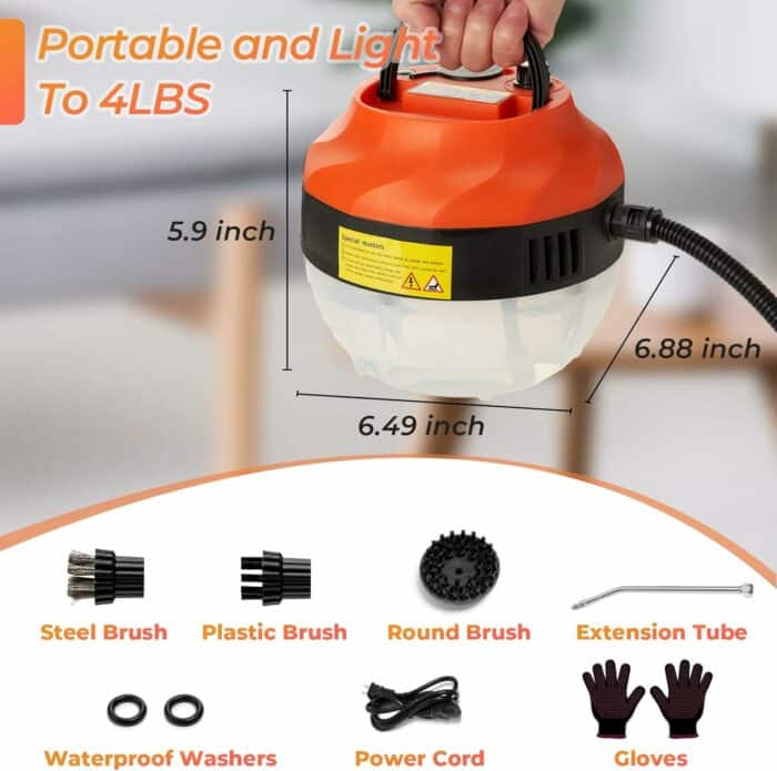 AUXCO Steam Cleaner 2500W High Pressure Handheld Steamer for Cleaning Portable Steam Cleaner for Home Use High-Temperature Steamer Cleaner for Car Detailing, Kitchen, Bathroom, Grout and Tile