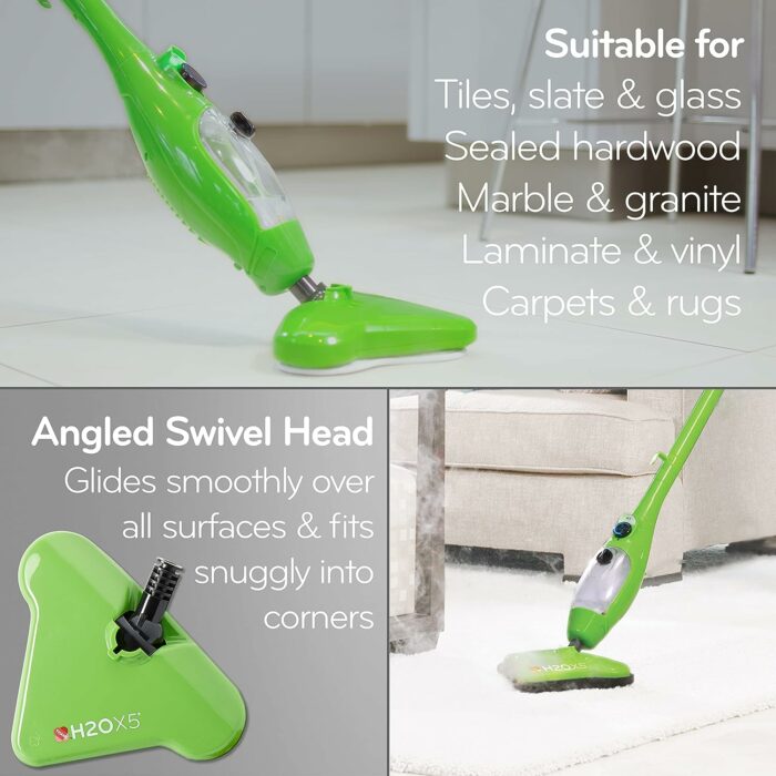 H2O Mop X5 All-Purpose Hand Held Steam Cleaner for Home Use, Floor Cleaner, Grout cleaner, Hand Held steamer and Upholstery cleaner,Ideal for hardwood, tiles, grout, floor, upholstery, carpet