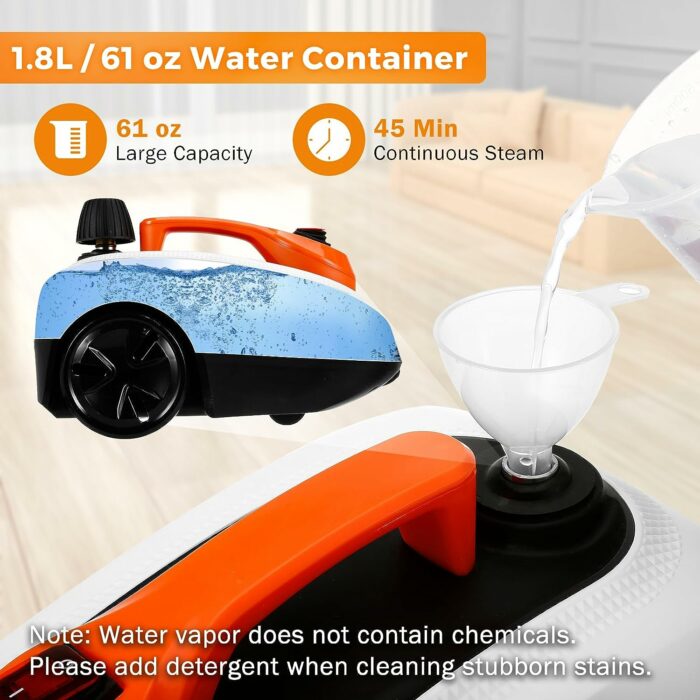 BEAMNOVA Steam Cleaner Electric Household Steamer High Pressure Multipurpose Rolling Cleaning Machine for Carpet Upholstery Floor Car Detailing Windows Home Heavy Duty Inside Water Container with Roller, White