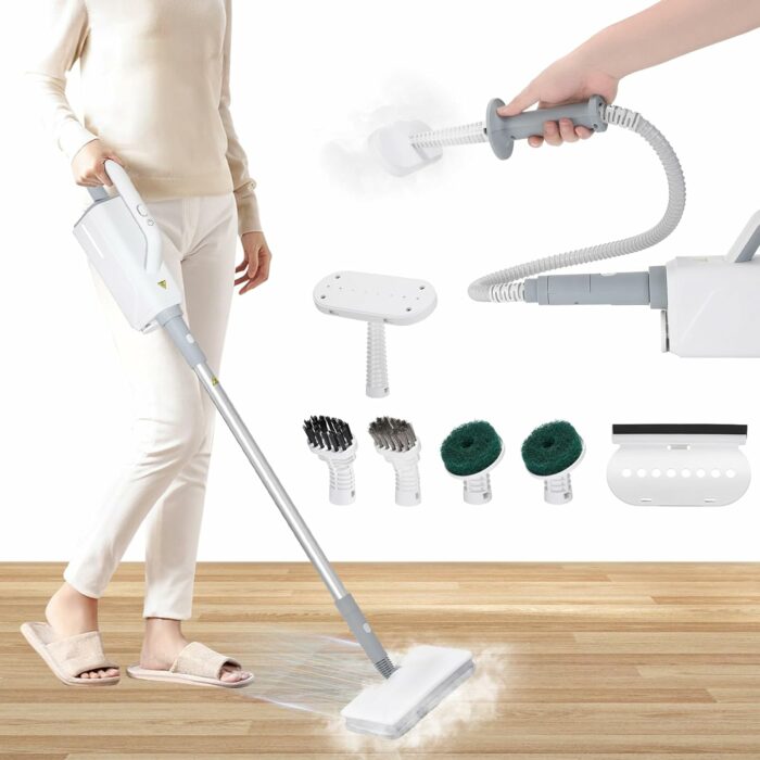 Steam Mops for Floor Cleaning, WICHEMI 1300W High Temp Floor Steam Mop Cleaner with Stand Handheld Steamer for Cleaning for Hardwood Floors, Grout, Laminate, Glass, Upholstery, Carpet and Countertops