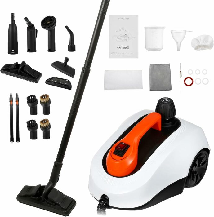 Dyna-Living 1800W Multipurpose Steam Cleaner for Home Use 5.0 BAR High-Pressure Steam Cleaner for Car Detailing 320°F High-Temperature Steam Cleaner for Carpets Floor Steam Cleaner with Stainless Steel Inner Pot, 1.8L Tank
