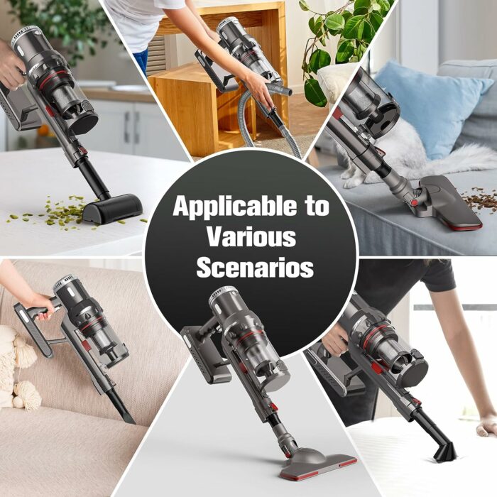 MOYSOUL Cordless Vacuum Cleaner - 9 in 1 Stick Vacuum with 30000pa Powerful Suction and 600W Brushless Motor for Pet Hair Carpet and Floor.