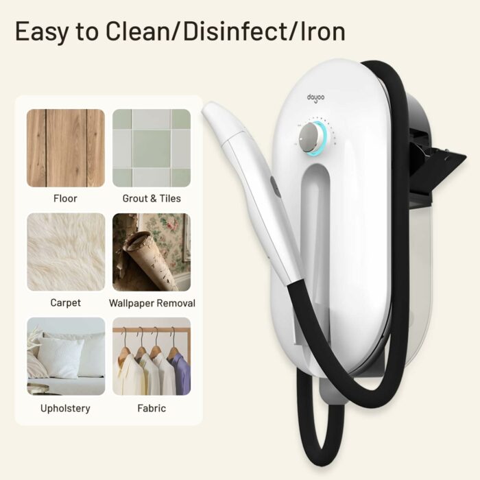 DAYOO Handheld Steam Cleaner - 10s Fast Heating to 221°F, Multifunctional Whole-house Steamer with Food-grade Nozzle for Baby and Pet, Powerful Steam Machine for Cleaning Home Use Hard Floor Car Auto Detailing Garage Grout Tiles Bathroom Upholstery, Wallpaper Removal, Deodorize Remove Stains