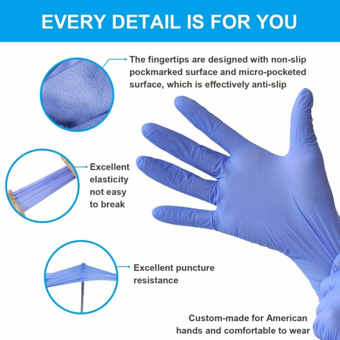 FINITEX Ice Blue Nitrile Exam Gloves Powder-free 1000 PCS Medical Gloves Examination Home Cleaning Food Gloves