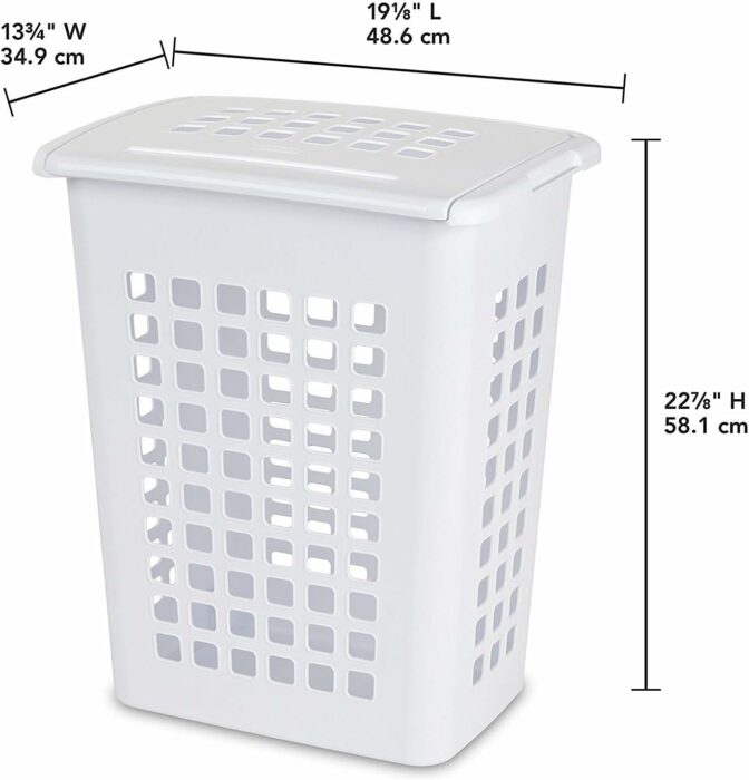 Sterilite Rectangular LiftTop Plastic Slim Laundry Hamper Basket Bin with Sturdy Rim and Lid for Easy Transportation and Storage of Laundry (8 Pack)