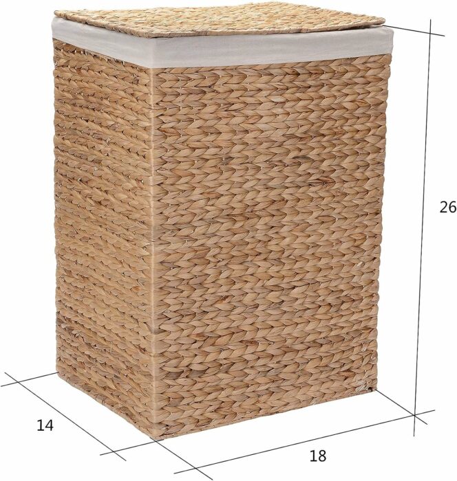 Villacera Portable Handmade Wicker Laundry Hampers with Lid made of Water Hyacinth | Set of 2