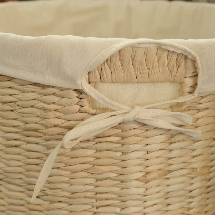 Furnnylane Handmade Wicker Laundry Basket with Lid,Hand-woven Laundry Hamper with Removable Liner,Large Laundry Basket with Ample Laundry Space