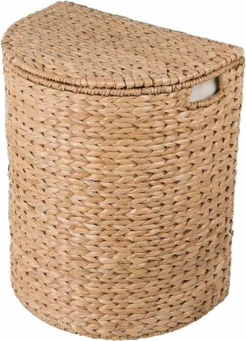 KOUBOO Seagrass Half Moon Basket, Handwoven Laundry Hamper Basket with Lid, Handles, Removable Liner, Home Decor and Organization, Natural
