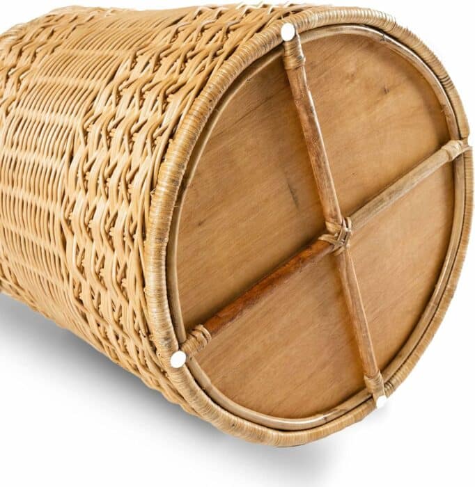 The Basket Lady Round Wicker Laundry Hamper, Extra Large, 23 in Dia x 28 in H, Sandstone
