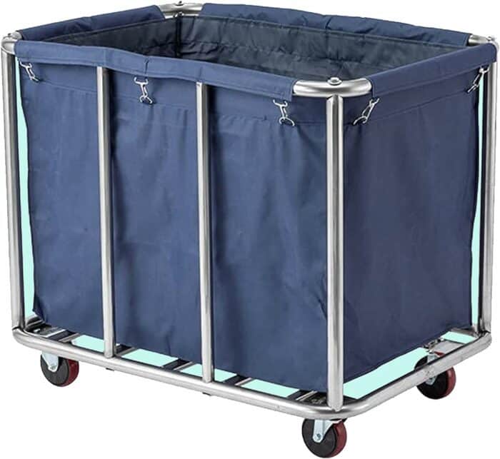XIJIXILI Laundry Basket with Wheels,Heavy Duty Commercial Laundry Cart 12 Bushel (400L) Large Industrial Rolling Laundry Cart Hamper with Removable Liner Bag 300 LBS Weight Capacity