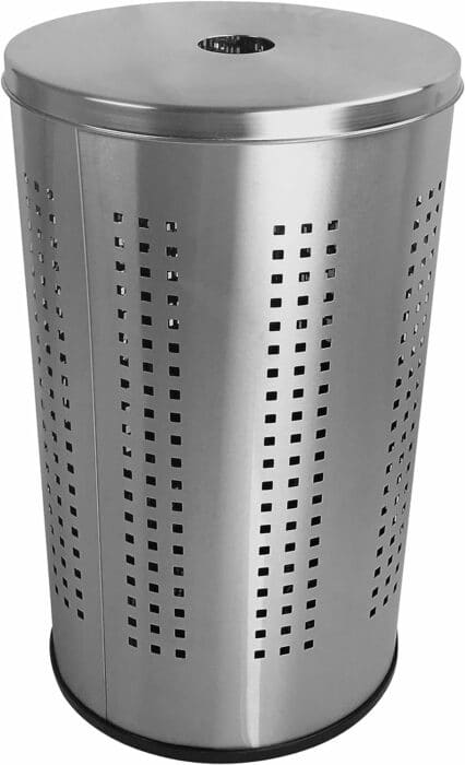 Brushed Stainless Steel Laundry Bin Hamper | 46L Ventilated Stainless Steel Clothes Basket with Polished Lid | Life Time Warranty|