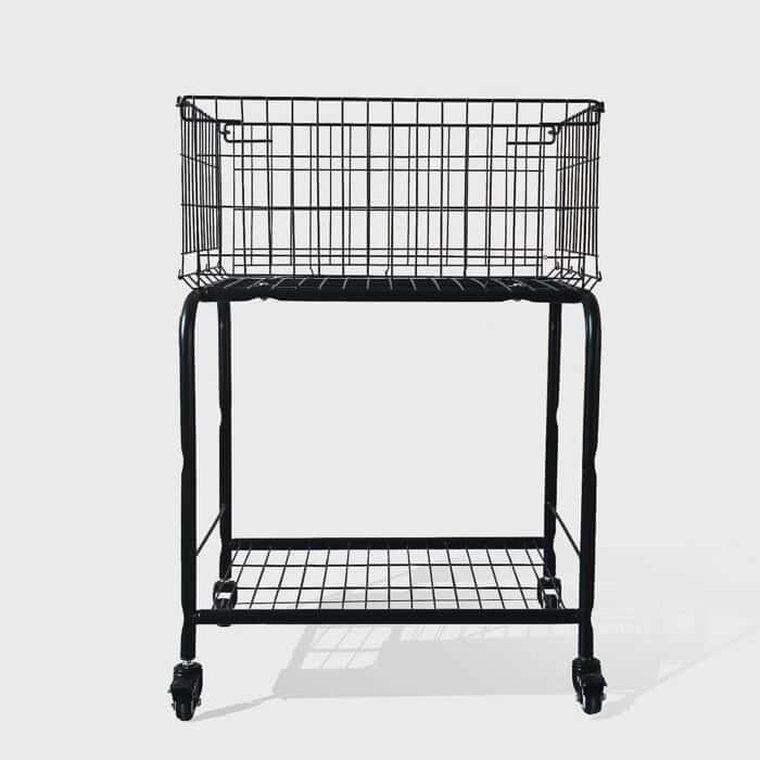 basket for garments storage, easy moved with wheels have brake, Laundry basket, white colorï¼Œrolling basket (BLACK)