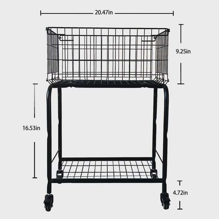 basket for garments storage, easy moved with wheels have brake, Laundry basket, white colorï¼Œrolling basket (BLACK)