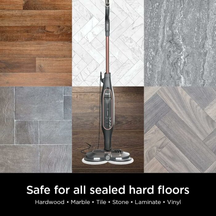 Shark S7201 Steam Scrub with Steam Blaster Technology All-in-One Hard Floor Steam Mop with 3 Steam Modes LED Headlights, Rose Gold/Black 7.48 x 14.96 x 47.44