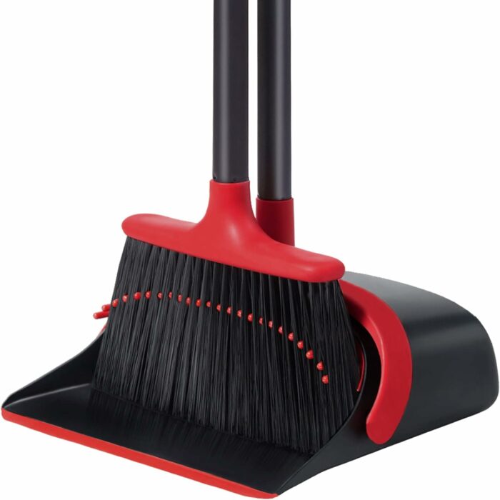 Broom and Dustpan Set for Home, Broom with Dustpan Combo Set, Upgraded 52'' Long Handle Broom and Dustpan Set, Stand Up Dustpan and Broom Set for Office Home Kitchen Lobby Floor