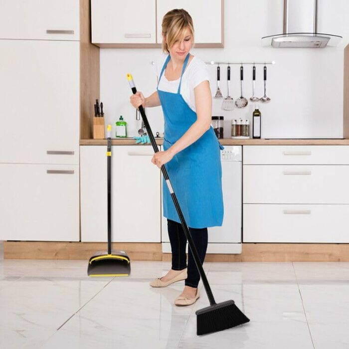 Broom with Dustpan Combo Set,Stand up Dust Pans with Long Handle 40/52 Broom and Dustpan Set for Home Kitchen Shop Indoor Commercial Heady Duty Upright Lobby Dustpan