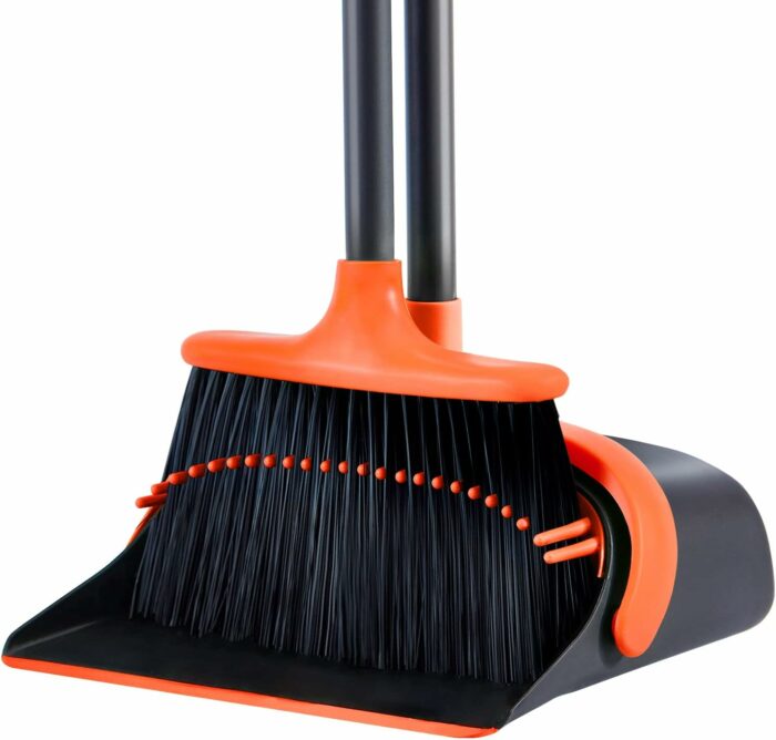 Broom and Dustpan Set, Broom and Dustpan Set for Home, Dustpan with 52 Long Handle Broom Combo Set, Standing Dustpan and Broom Set for Home Kitchen Room Office Lobby Floor Cleaning