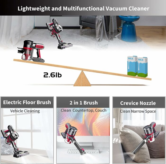 14000+ Positive 5.0 Rev ie ws 2023 New Model Cordless Vacuum Cleaner, 25Kpa Brushless Motor 4-in-1 Stick Vacuum Up to 35 Mins Runtime, 2200mAh Rechargeable Battery, for Hardwood Floor Pet Hair