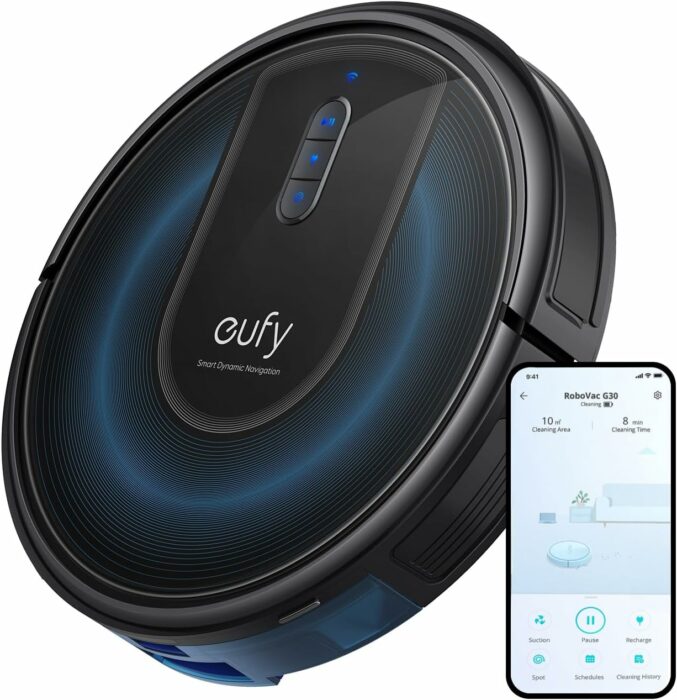 eufy by Anker, RoboVac G30, Robot Vacuum with Dynamic Navigation 2.0, 2000 Pa Strong Suction, Wi-Fi, Compatible with Alexa, Carpets and Hard Floors, Ideal for Pet Owners