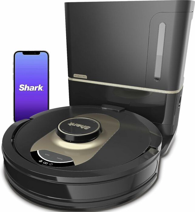 Shark AV2501AE AI Robot Vacuum with XL HEPA Self-Empty Base, Bagless, 60-Day Capacity, LIDAR Navigation, Perfect for Pet Hair, Compatible with Alexa, Wi-Fi Connected, Carpet Hard Floor, Black