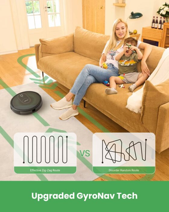 Vactidy T8 Robot Vacuum and Mop Combo, WiFi/App/Alexa/Siri Control, Robotic Vacuum Cleaner with Gyro Navigation, Self-Charging, Slim, Good for Hard Floor, Pet Hair, Carpet