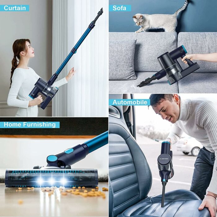 Claesydorn Cordless Vacuum Cleaner, 250W Powerful 6-in-1 Lightweight Stick Vacuum Up to 45mins Runtime with 2200mAh Battery, Rechargeable Handheld Vacuum Cleaner for Hard Floor Pet Hair Home