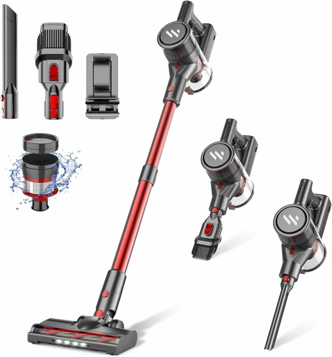 ZokerLife Vacuum Cleaners for Home, Cordless Vacuum Cleaner with 2200mAh Powerful Lithium Batteries, Up to 35 Mins Runtime Cordless Vacuum, 4 in 1 Lightweight Quiet Vacuum Cleaner