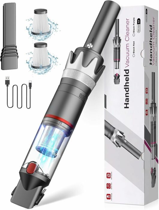 BSRCO Handheld Vacuum Cordless, Portable Car Vacuum, 3-in-1 Rechargeable Mini Wireless Cleaner with 2-Speed for Home, Pet Hair, Car